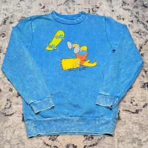 The Simpsons Bart Simpson Blue Crewneck Sweatshirt Mad Engine Size Small